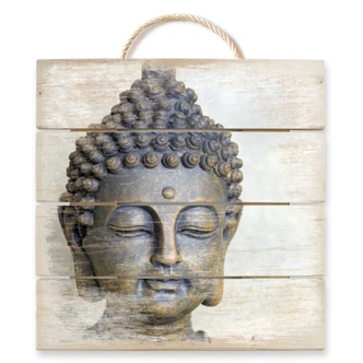 Holzbild Buddha Gesicht - 40x41,5 cm 