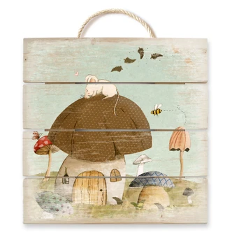 Holzbild Loske - Mäusegarten - 40x41,5 cm 