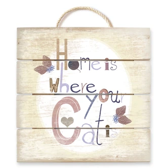 Houten Wanddecoratie Loske - Home is where your cat is 