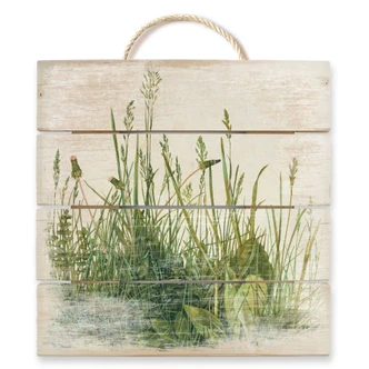 Holzbild Dürer - Das Große Rasenstück - 40x41,5 cm 