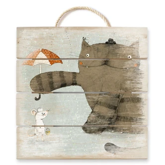 Holzbild Loske - Regenschirm - 40x41,5 cm 