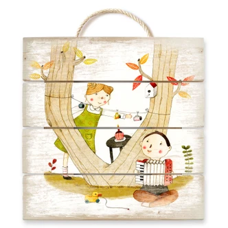 Holzbild Loske - Picknick - 40x41,5 cm 