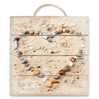 Holzbild Liebesstrand - 40x41,5 cm 