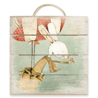 Holzbild Loske - Ballonfahrt - 40x41,5 cm 