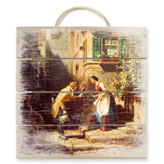 Holzbild Spitzweg - Der ewige Hochzeiter - 40x41,5 cm 