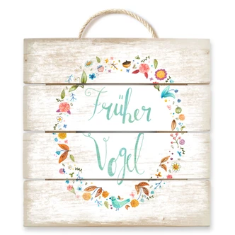 Holzbild Loske - Früher Vogel - 40x41,5 cm 