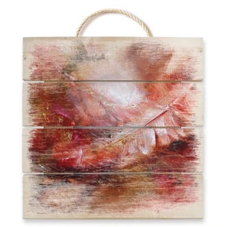 Holzbild Schmucker - Feder und Glaskugel - 40x41,5 cm 