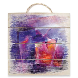 Holzbild Schmucker - Blau und Orange - 40x41,5 cm 