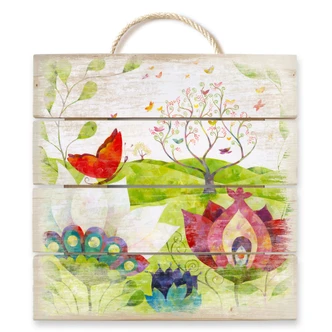 Holzbild Blanz - Sommerwiese - 40x41,5 cm 