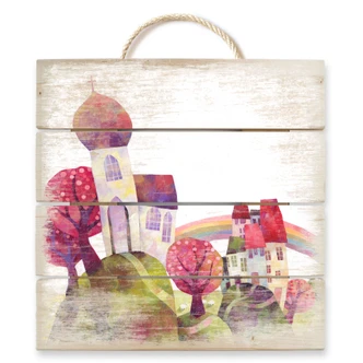 Holzbild Blanz - Die Dorfkirche - 40x41,5 cm 