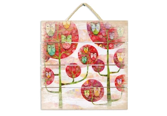 Holzbild Blanz - Eulen im Wald - 40x41,5 cm 