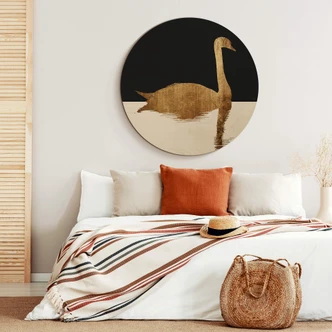 Træbillede - Kubistika - Svanesø under halvmånen - Rund 