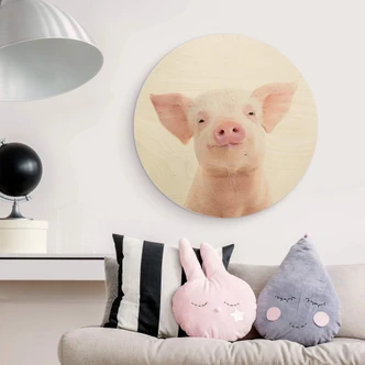 Tableau sur bois Sisi & Seb - Porcelet - Rond 