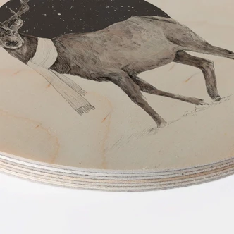 Cuadro de madera Solti - Ciervo en invierno - Redondo Cuadro de madera Solti - Ciervo en invierno - Redondo