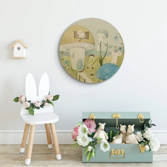 Tableau sur bois Loske - Ville des souris - Rond 