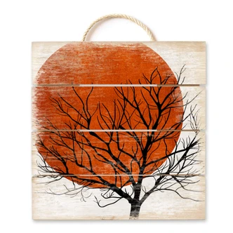 Houten Wanddecoratie Kubistika - Warm Sunset 