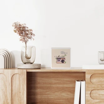 Holzbild zum Hinstellen - Retro Radio floral - Frida Floral Studio - 15x15 cm 