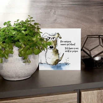 Holzbild zum Hinstellen - Hagenmeyer - Bin morgens immer gut drauf - 15x15 cm 