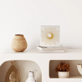 Houten Wanddecoratie - Gouden zonnestralen - KsanaKalpa - 15x15 cm 