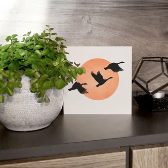Træ dekoration blok Fugle foran den ferskenfarvede sol - Kubistika Træ dekoration blok Fugle foran den ferskenfarvede sol - Kubistika