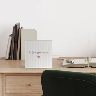 Holzbild zum Hinstellen - Lieblingsmensch mit Herz - 15x15 cm 