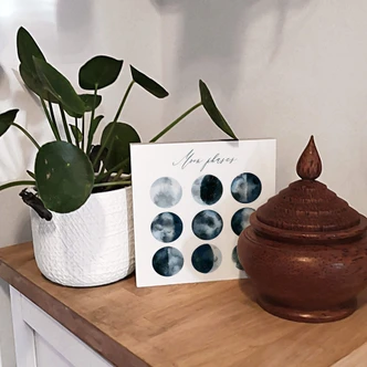 Houten Decoratieblok Moon Phases 
