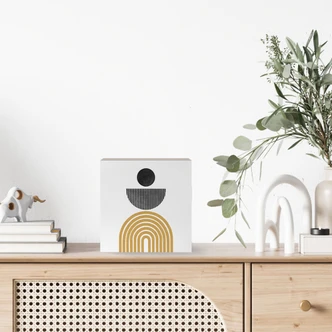 Houten Decoratieblok Abstracte compositie met cirkel en halve cirkel - The Miuus Studio 