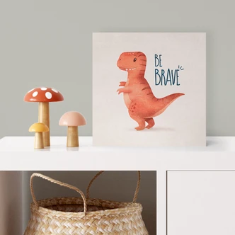 Houten Decoratieblok Dino Be Brave - T-Rex - Tunaboylu 