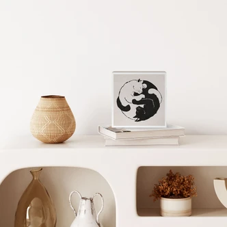 Houten Decoratieblok Katten Ying & Yang - Tunaboylu 