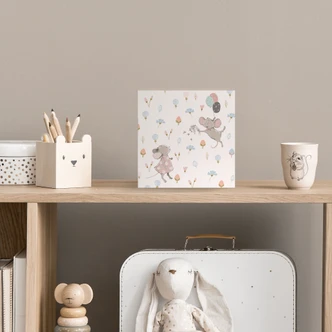 Houten Decoratieblok Muizen met ballonnen - UN Designs 