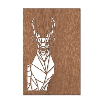 Houten Wanddecoratie Mahoniefineer Origami Hert Houten Wanddecoratie Mahoniefineer Origami Hert