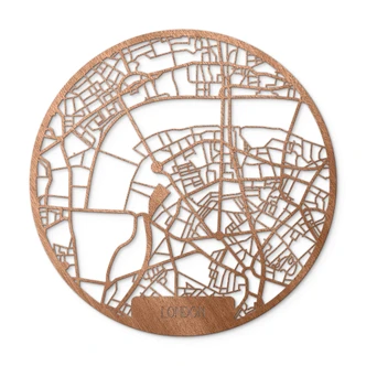 Holzkunst Mahagoni Stadtplan London - Rund 