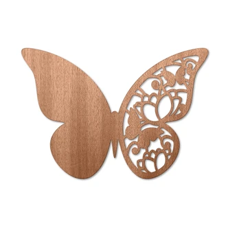 Holzdeko Mahagoni - Schmetterling Floral 