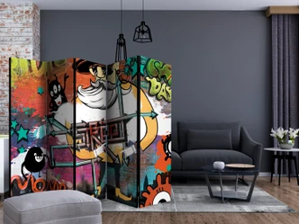 Kamerscherm - Graffiti - City cinema , 5-delig - 225x172 cm 