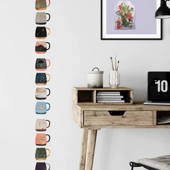 Wall sticker Fredriksson - Sun, Moon, Stars Coffee Cups 