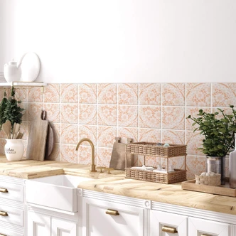 Tile stickers Victorian blossoms peach-coloured - set of 12 Tile stickers Victorian blossoms peach-coloured - set of 12