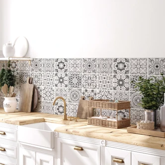 Tegelsticker Set Morocco zwart wit - set van 12 