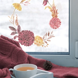 Fensterbild Kranz aus Herbstblüten Fensterbild Kranz aus Herbstblüten