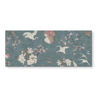 Küchenrückwand Kraniche im Kirschblüten-Rausch Blau - Bloomery Decor 