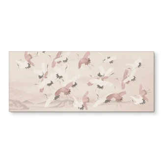 Küchenrückwand mit Naturmotiv - Kraniche über dem See - Bloomery Decor 