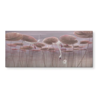 Keukenachterwand met lotusbloemen en zwaan in water in donkerroze - Ms Tiff 
