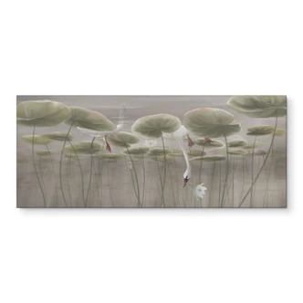 Keukenachterwand met lotusbloemen en zwaan in water in grijs - Ms Tiff 