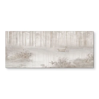 Keukenachterwand bos bij het meer in beige mist - Ms Tiff 