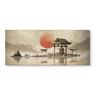 Küchenrückwand Japanischer Tempel im Sonnenaufgang | Asiatische Kunst - Roze 