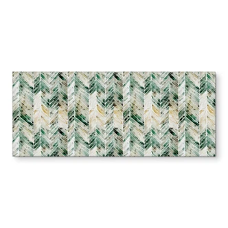Küchenrückwand Grünes Aquarell-Fischgrätenmuster - Treechild 