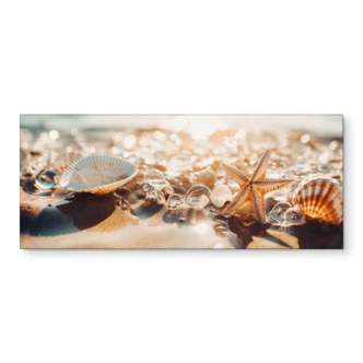 Küchenrückwand Muscheln am sonnigen Strand | Maritime Wanddeko - Treechild 