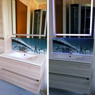 New York at Night 3 Glass art - Panorama 