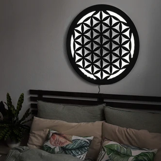 LED-Leuchtdeko aus MDF - Blume des Lebens 