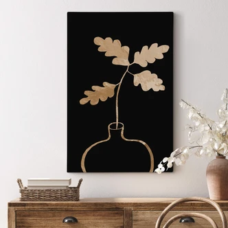 Canvastavla 1X Studio - Gyllene ekblad i en vas 