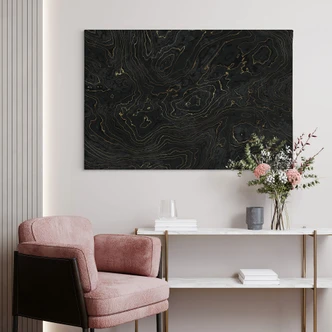 Leinwandbild Abstrakte Linien Schwarz-gold - Amini 